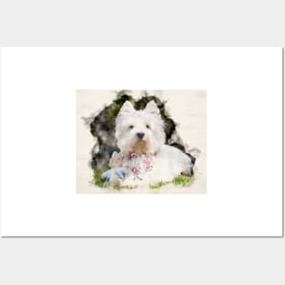 Watercolour westie Posters and Art